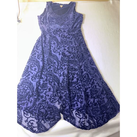 REBA Women's Navy Blue Winter Jewels Velvet Sleeveless Dress Size Medium - Picture 1 of 13